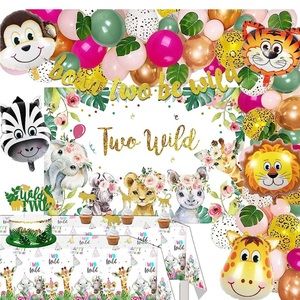 Two Wild Birthday Decorations Girl